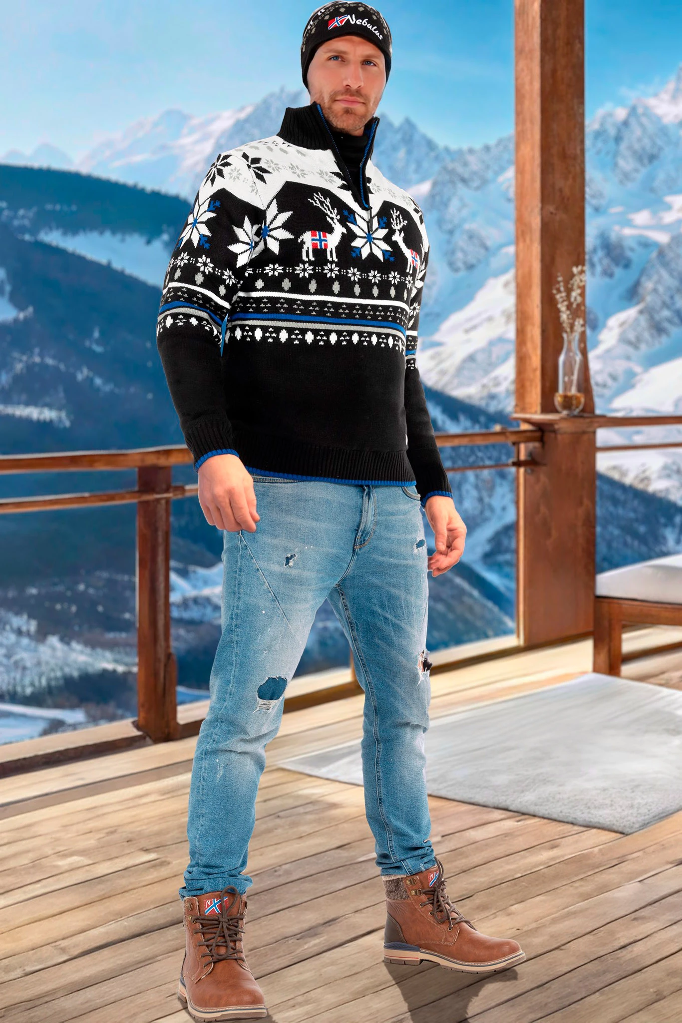 Norweger Strickpulli Mit Teddyfell FRIA Herren 4 Norweger Strickpulli Mit Teddyfell FRIA Herren – Bild 4