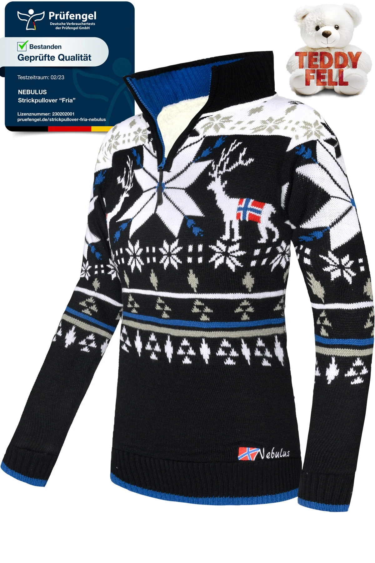 Norweger Strickpulli Mit Teddyfell FRIA Damen 1 Norweger Strickpulli Mit Teddyfell FRIA Damen