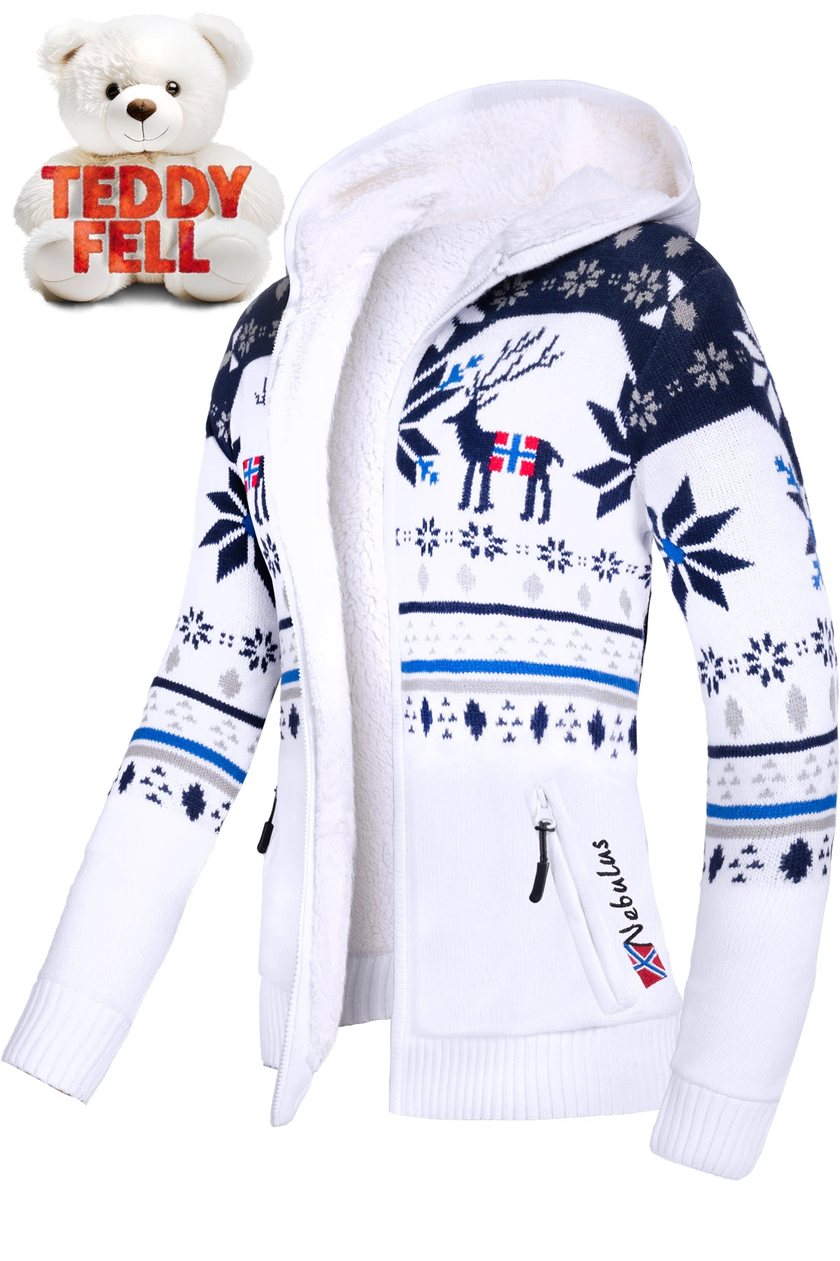 Norweger Jacke Hoody Mit Teddyfell NORON Damen 1 Norweger Jacke Hoody Mit Teddyfell NORON Damen